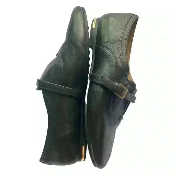 Yosi Samra Black Pointy Flats with Gold Buckle - Picture 7 of 11